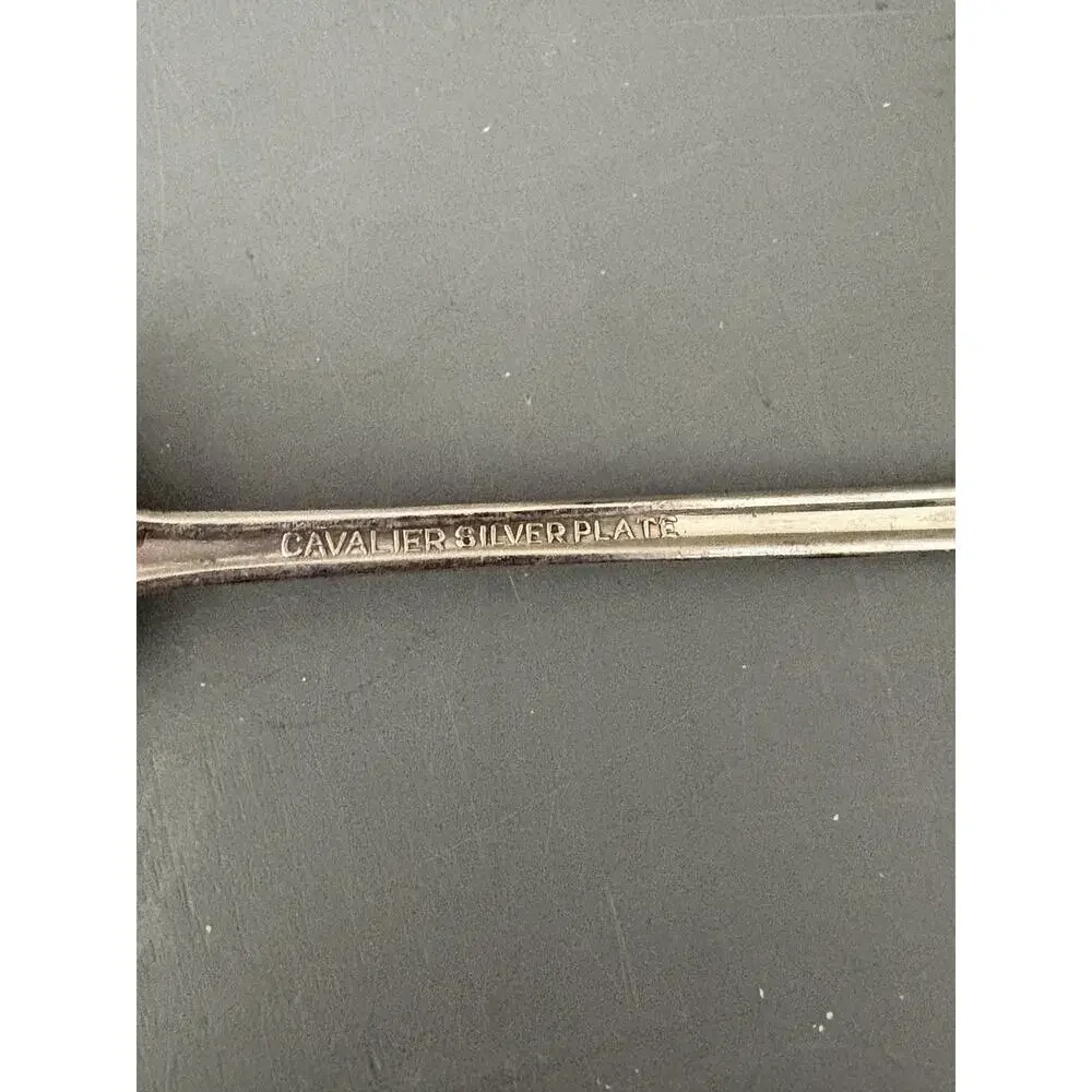 Vintage Cavalier Silverplate Iced Tea Spoon 8” Scroll Pattern Flatware